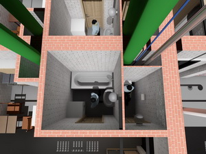 План санузла первого этажа трехэтажного дома