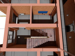 Незадымляемая лестница Н1 пятиэтажного дома на 1 этаже