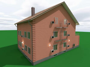 Проект трехэтажного кирпичного дома