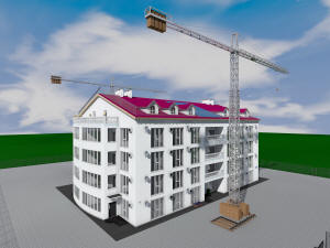 План организации строительства пятиэтажного дома - высотный кран