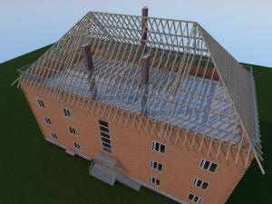 3D вид дома - план стропил крыши
