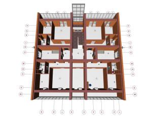3D вид второго этажа дома