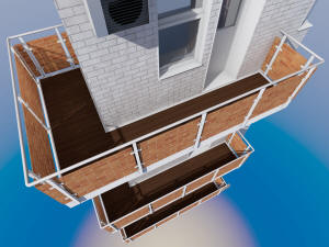 Фрагмент-разрез углового балкона дома