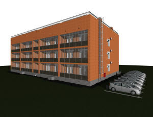 Архитектурный проект одноподъездного трехэтажного дома на 24 квартиры с техническим этажом (чердаком)