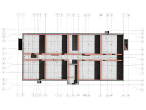 3D общий вид подполья дома и координатные оси