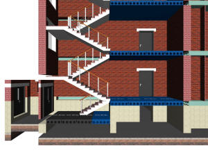 План плит перекрытий четырехэтажного дома в районе лестницы