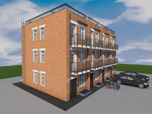 Архитектурный проект квадрохауса - 4 блокированных трехэтажных дома