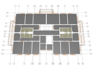 План подвесных потолков 1 этажа одиннадцатиэтажного дома