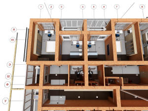 План квартиры на первом этаже четырехэтажного дома