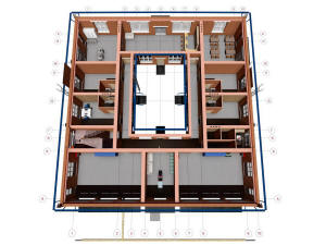 План первого этажа дома с атриумом