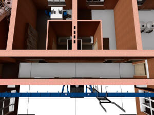 План санузла первого этажа дома с атриумом