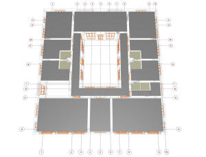 План подвесных потолков первого этажа дома с атриумом