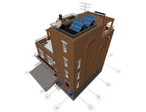Общий 3D вид дома и крыши