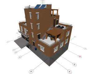 Общий 3D вид дома и крыши