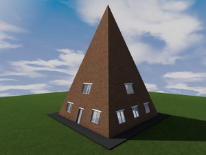 Проект трехэтажного частного дома в форме пирамиды