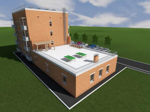 3D вид проекта одноподъездного четырехэтажного дома на 16 квартир