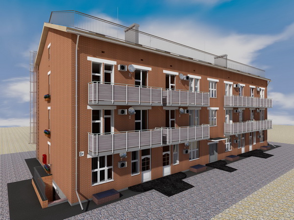 Готовый проект сейсмоустойчивого трехэтажного дома на 16 однокомнатных квартир для детей-сирот с нежилыми помещениями на первом этаже