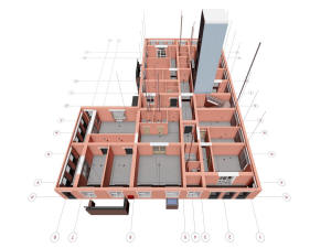 План первого этажа четырехэтажного дома