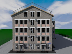 Проект четырехэтажного дома "Г" образной формы