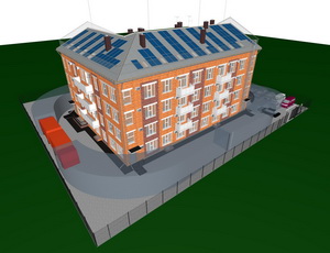 Радиусы разворота спецтехники и схема парковки на участке четырехэтажного дома
