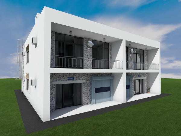 Готовый проект трехэтажного жилого дома на 2 квартиры с гаражами на 1 этаже