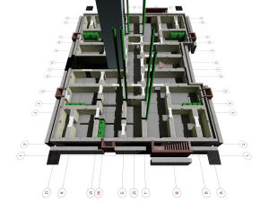 План подполья трехэтажного одноподъездного дома