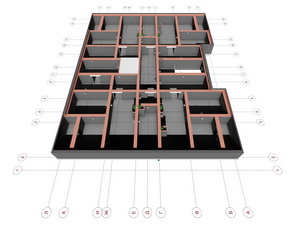 План технического этажа трехэтажного дома