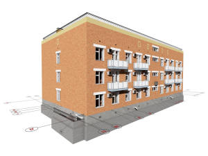 Архитектурный проект трехэтажного одноподъездного жилого дома на 24 квартиры