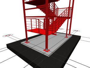 Наружная металлическая пожарная маршевая лестница типа П2 высотой 24 м.
