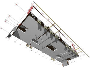План первого этажа таунхауса с лифтами - вид снизу